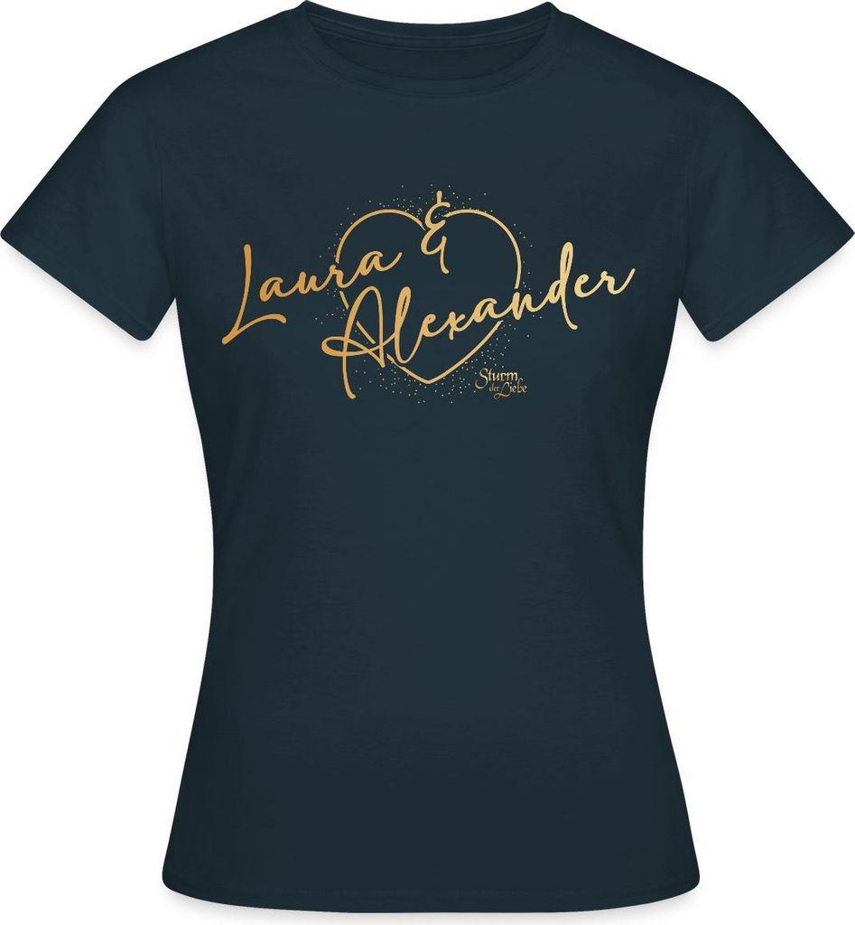 Spreadshirt Sturm Der Liebe Traumpaar Laura & Alexander Frauen T-Shirt, S, Navy