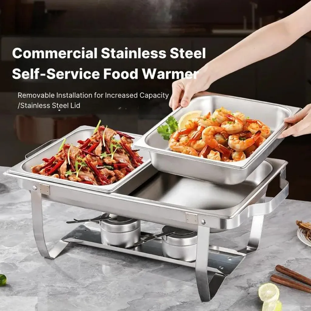 Chafing Dish Buffet Ottimizzato | Scaldavivande Inox Alta Efficienza - 4