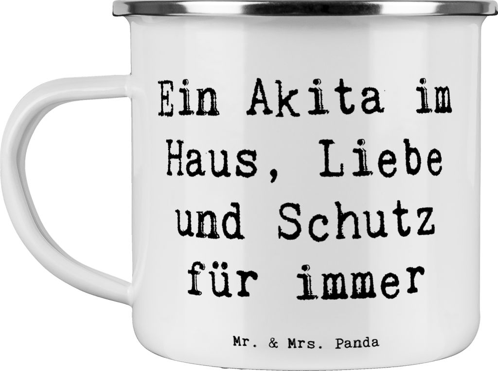 Mr. & Mrs. Panda Teetasse Spruch Akita Inu Liebe - Weiß - Geschenk, Teebecher, im Haus, Treue, metallbecher, Haferl, Hunderassen, Emaille Tasse, P...