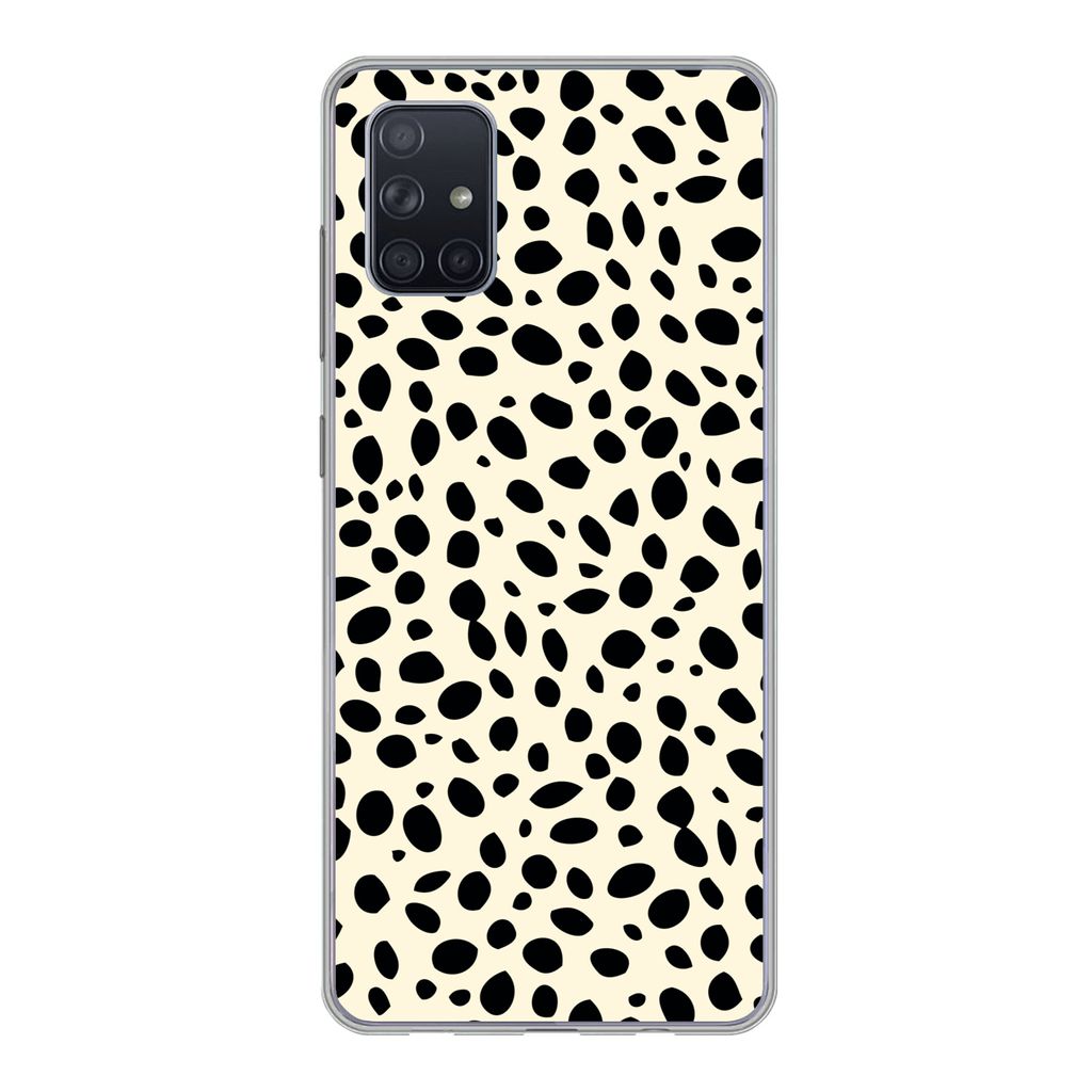 MuchoWow Handyhülle Schutzhülle Hülle für Samsung Galaxy A71 Tiermuster - Punkte - Panther Silikon Softcase Handy Hülle - Kartenbesitzer