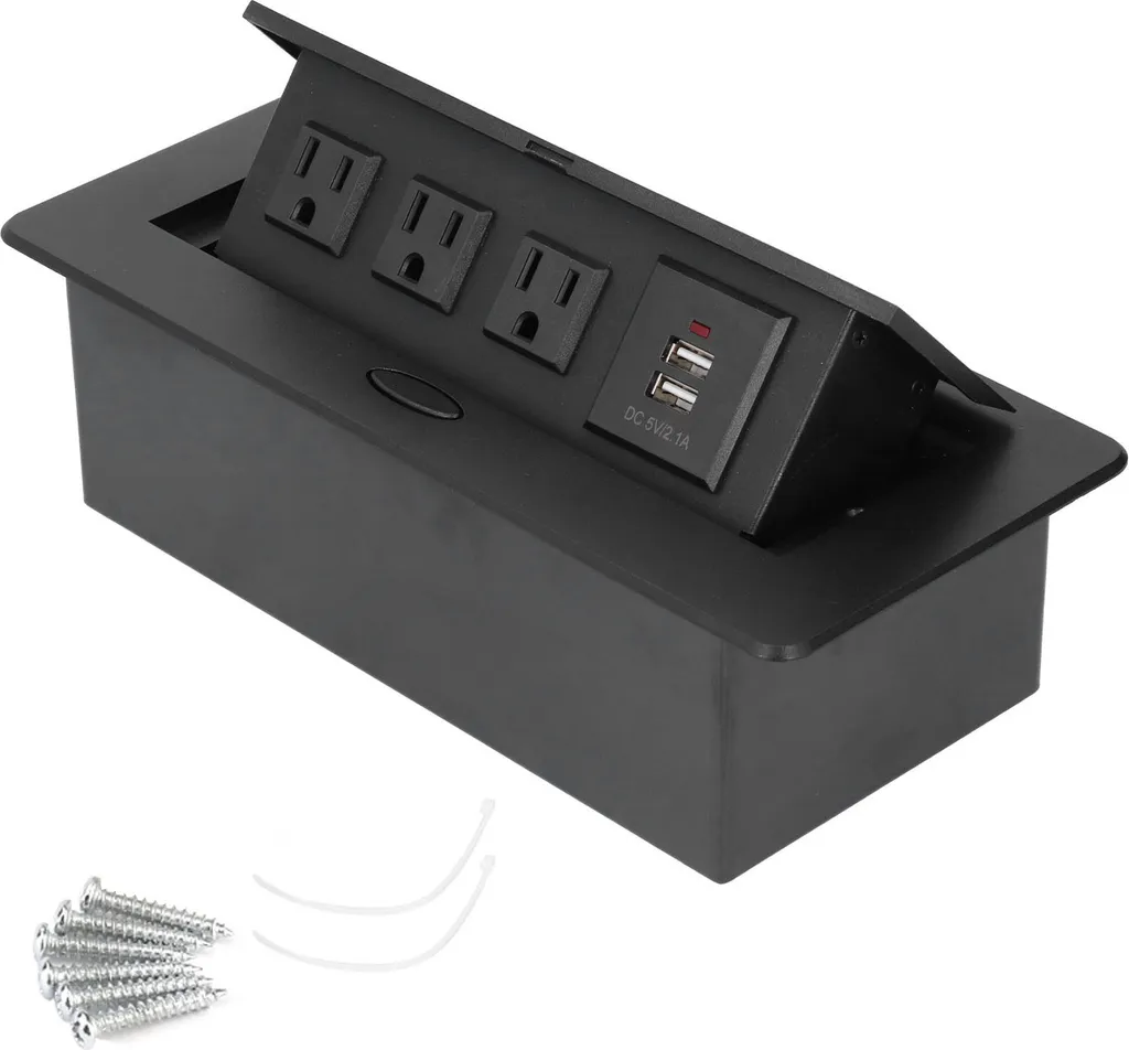 Bloc multiprise encastrable étanche avec USB - Ouverture lente Premium
