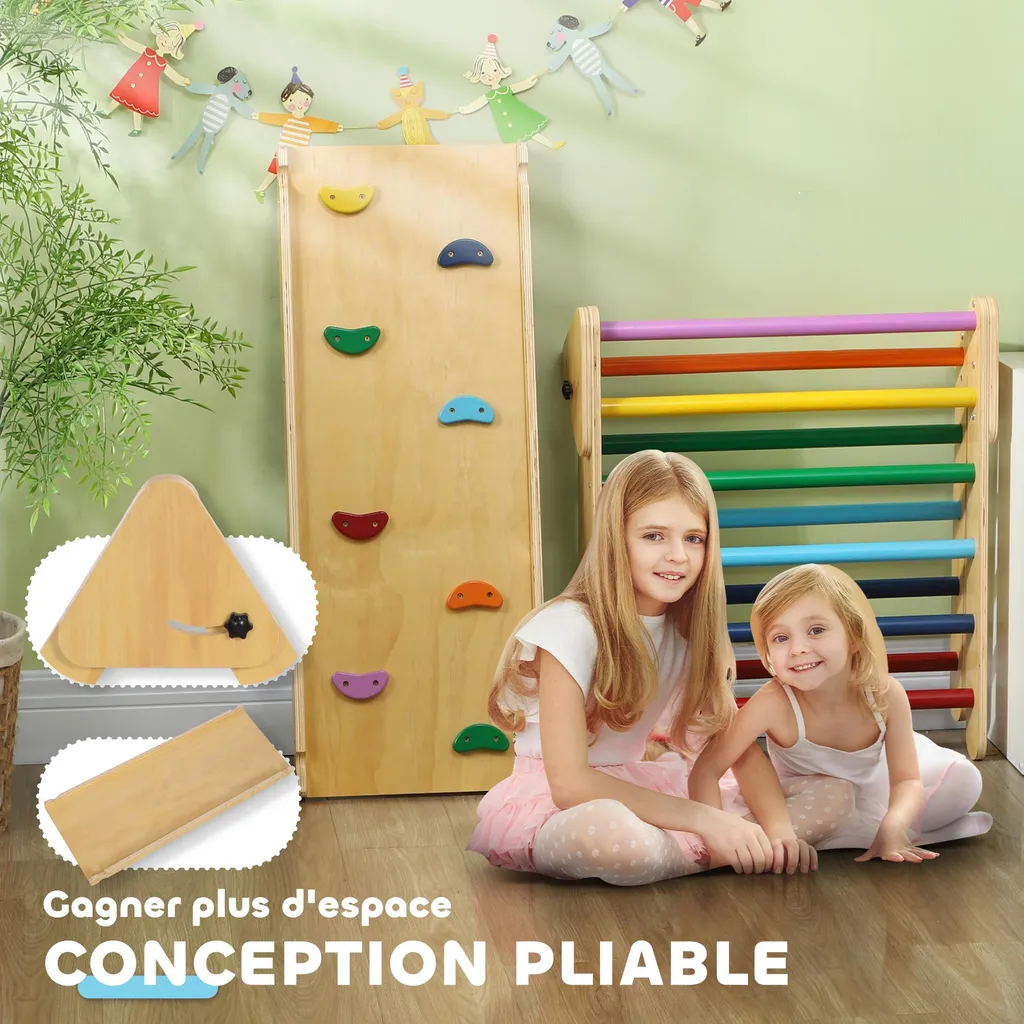 Module de motricité libre pour enfant, triangle et toboggan de salon - 9