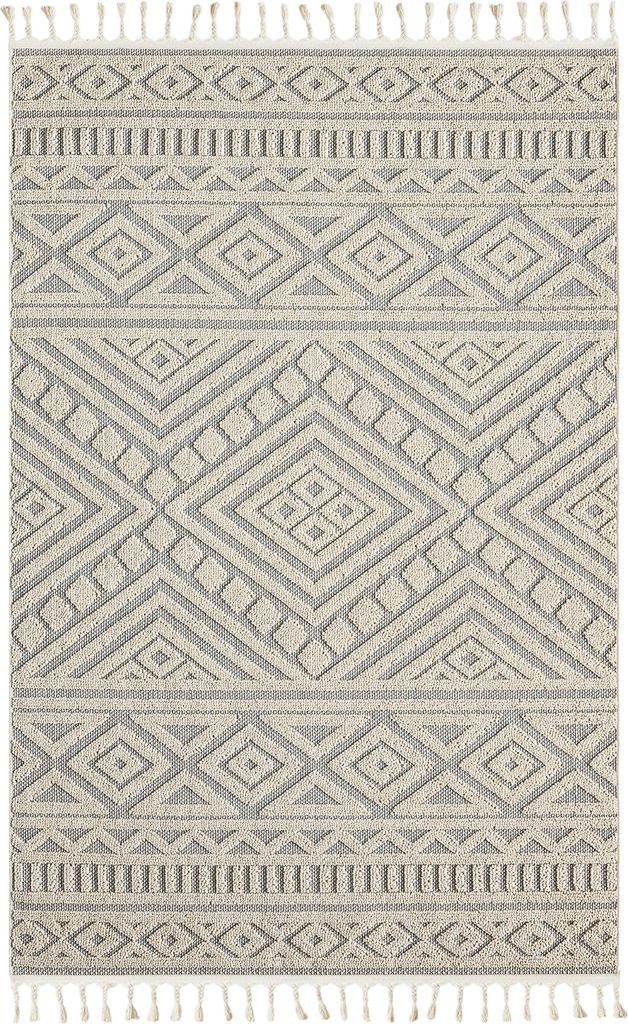 Teppich Boho Wohnzimmer, Schlafzimmer, Fransen Skandinavisch, Waschbarer Teppich 3D
