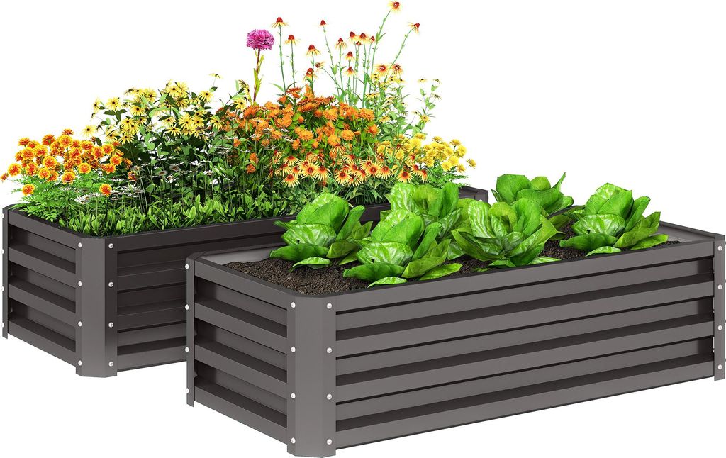 Outsunny 2er-Set Hochbeet Blumenhochbeet Produktbild 