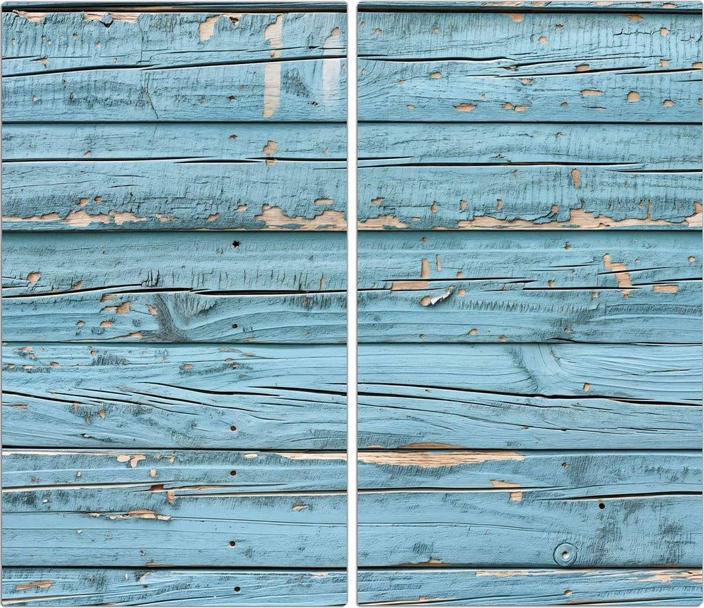 Spritzschutz Herdabdeckplatte Schneidebrett aus Glas Verwittertes Holz 2-Teilig (60x52cm)