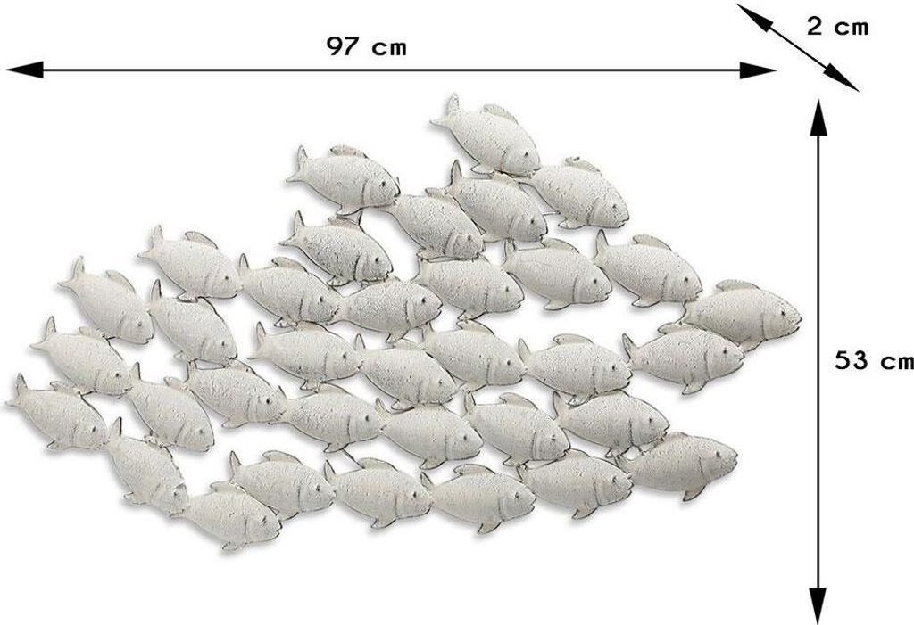 Wandobjekt Wandbild Wanddeko Fischschwarm grau Eisen L 97 Produktbild 16