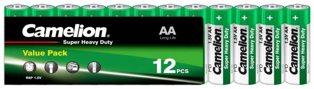 Lot de 12 piles bâtons AA carbone-zinc Kamelion R6 haute performance