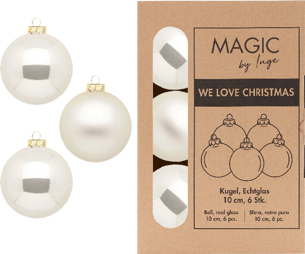 Weihnachtskugeln Glas 10cm 6 Stück - Champagner Produktbild 