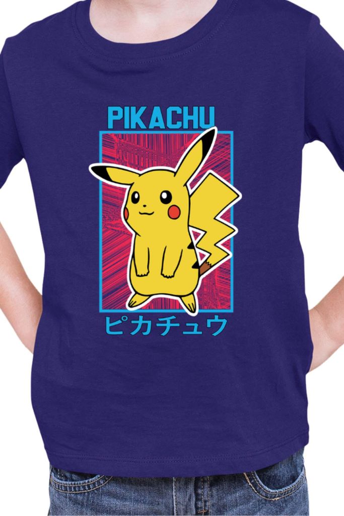 Kinder T-Shirt Japan Manga Anime Comics Pokemon 034, / Dunkelblau