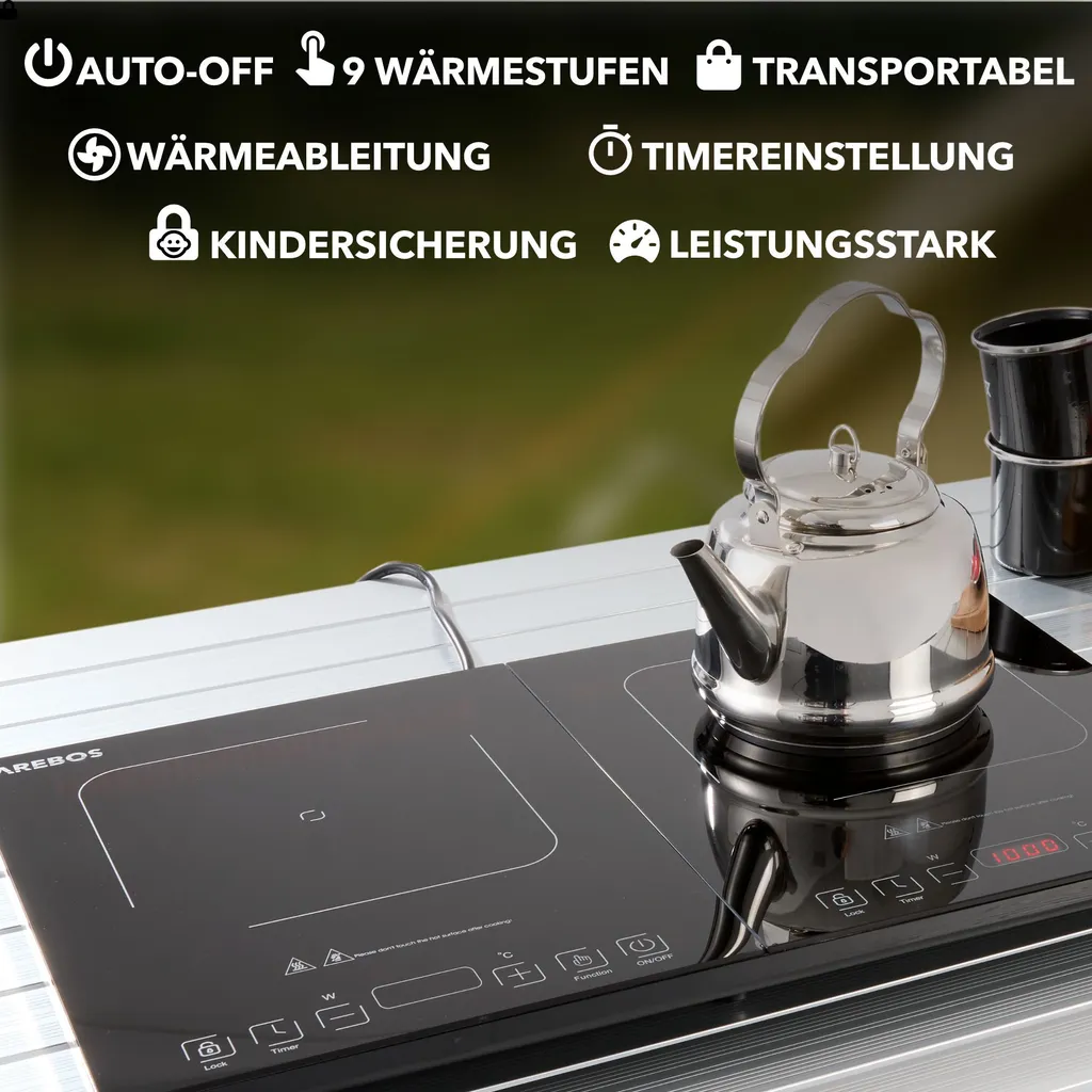Plaque Induction Double Tactile 3500W Efficace - Design Slim et Timer - 3