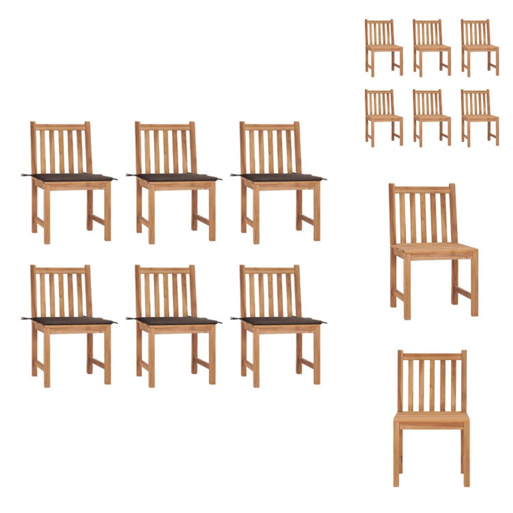 vidaXL Gartenstühle 6 Stk. mit Kissen Massivholz Teak - Gartenstühle