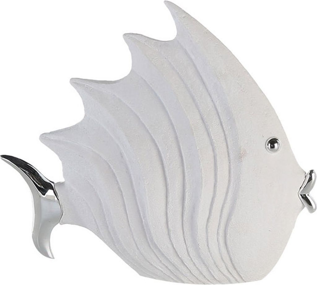 GILDE Dekofigur Figur Fisch weiss, silber H. 26 cm,59835 Produktbild 