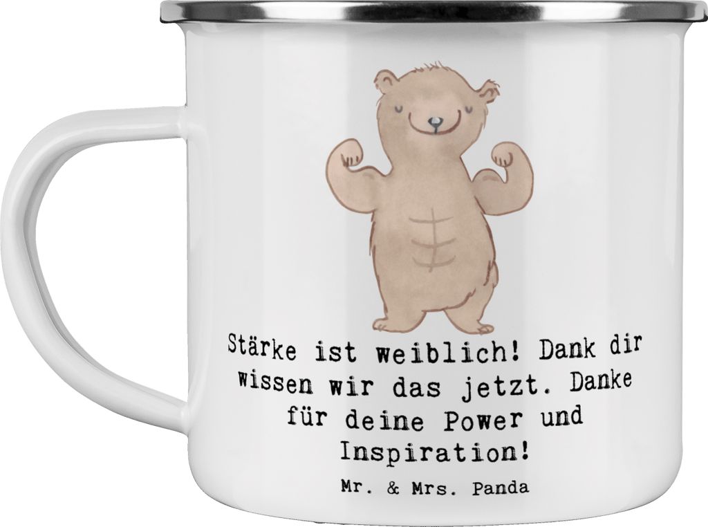 Mr. & Mrs. Panda Teetasse Bodybuilding Trainerin - Weiß - Geschenk, Kaffeepott, Selbstdisziplin, Emaille Becher, Danke für deine Power, Sportart,...