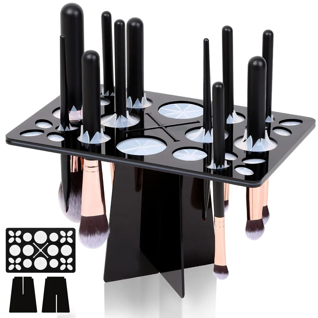 Support de rangement pinceaux maquillage et artistique noir pliable