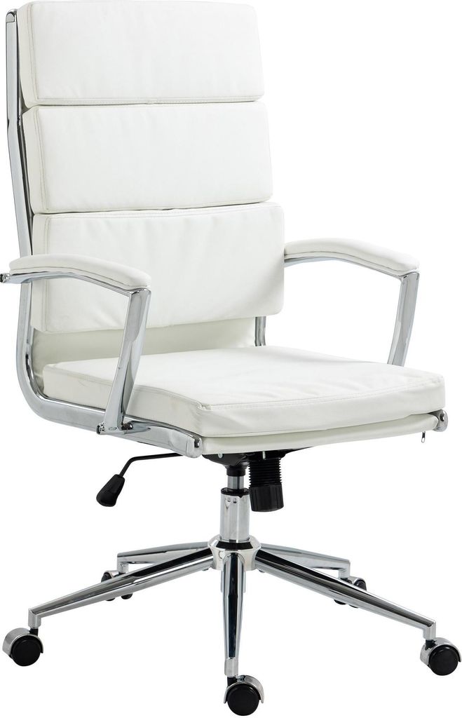 CLP Bürostuhl Cleveland I Echtleder, Kunstleder oder Stoffbezug,weiß Kunstleder