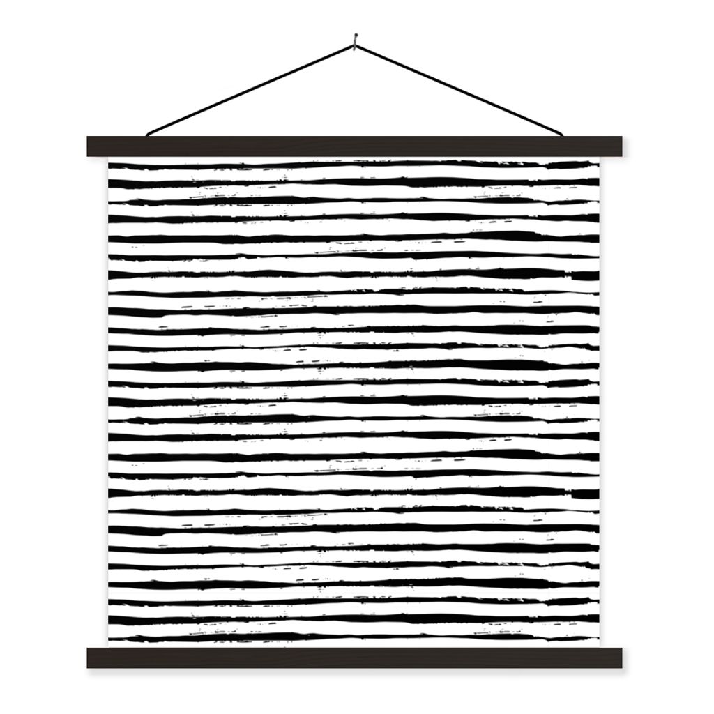 MuchoWow Textilposter Schwarz - Streifen - Weiß - Design 40x40 cm mit schwarzem Rahmen - Fotos