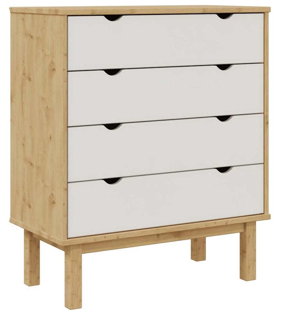 vidaXL Schubladenschrank OTTA Braun&Weiß 76,5x39,5x90 cm Produktbild 