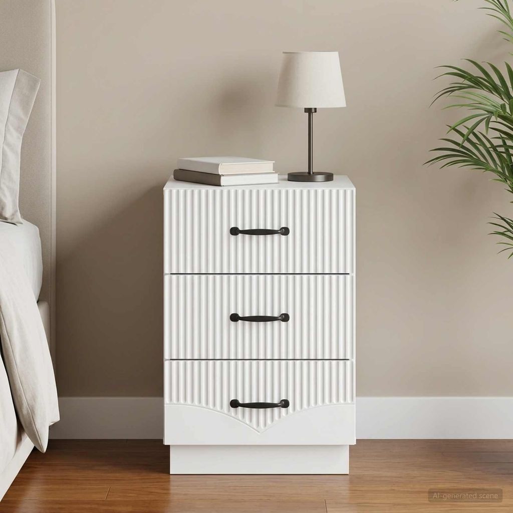 Comodino con cassetti vidaXL, bianco, 43 x 41 x 63,5 cm, Immagine del prodotto 