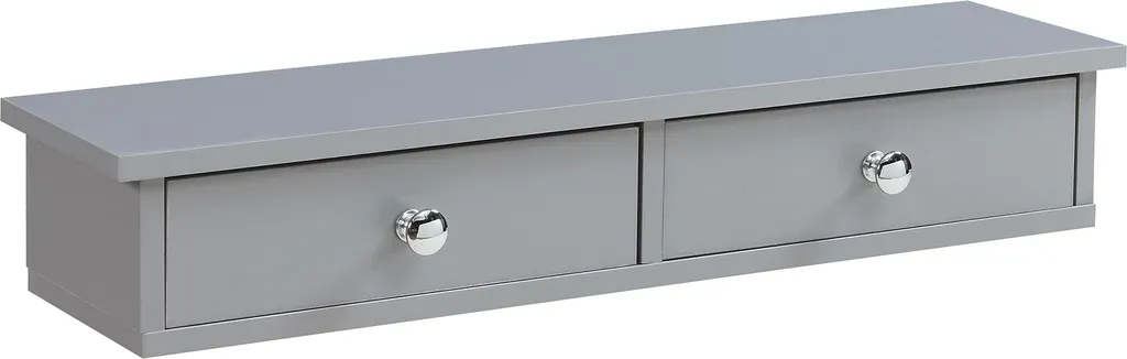 Étagère murale à 2 tiroirs Geeste compacte 60 cm gris clair et bois