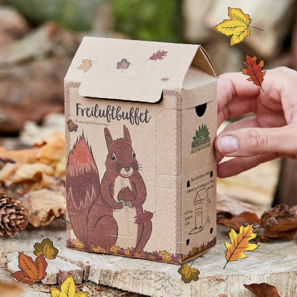 Eichhörnchen Futterstation 200g hochwertigem Futter Freiluftbuffet Aufhängen