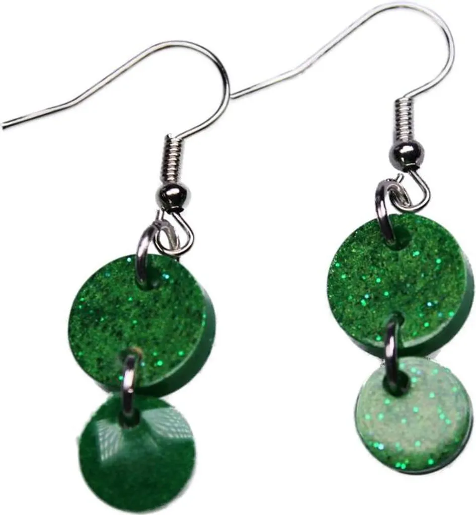 Orecchini Pendenti Verdi Resina Epossidica Tondi - Accessori Boho Chic