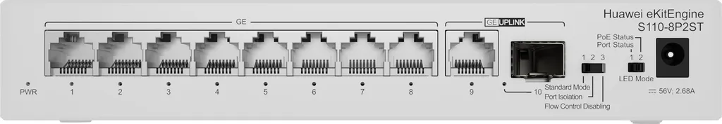 Huawei CloudEngine S110-8P2ST Switch PoE 8 Ports Gigabit et 2 SFP Grey