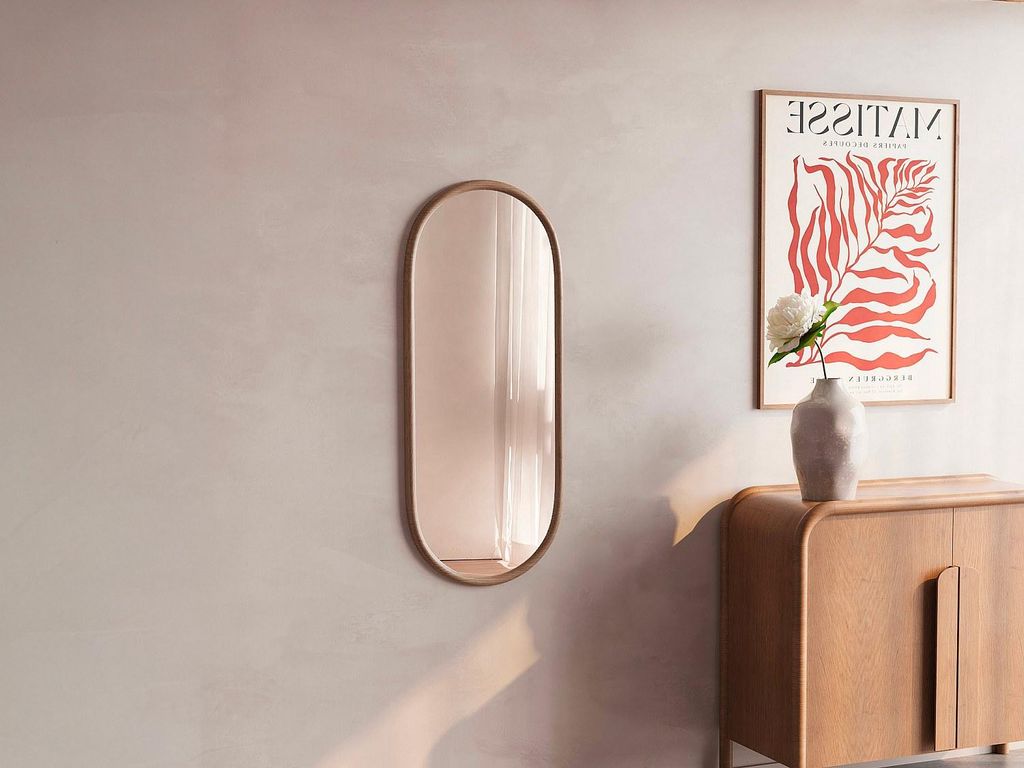 Ovaler Spiegel aus Hevea-Holz – Natur – 50 × 120 cm – SHAXI