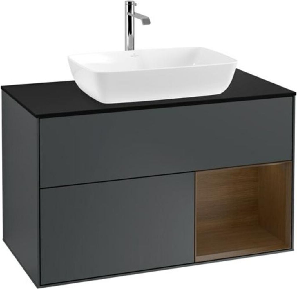 V&B Waschtischunterschrank Wandbeleuchtung Finion 100, Pl bla m, Reg wal ven, md bl. m Lac