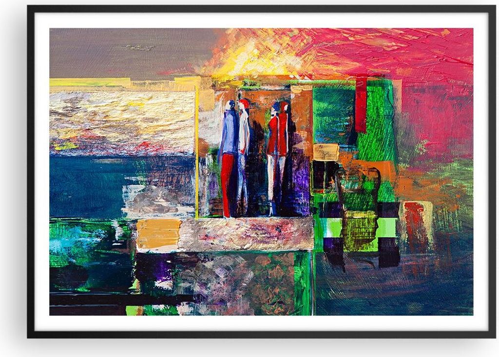 Gerahmtes Poster - Schwarzer Rahmen - Abstraktion modern - 100x70 cm - Wand Bild - Wanddeko - Wandbilder - Kunstposter - Wandposter - Bilderrahmen ...