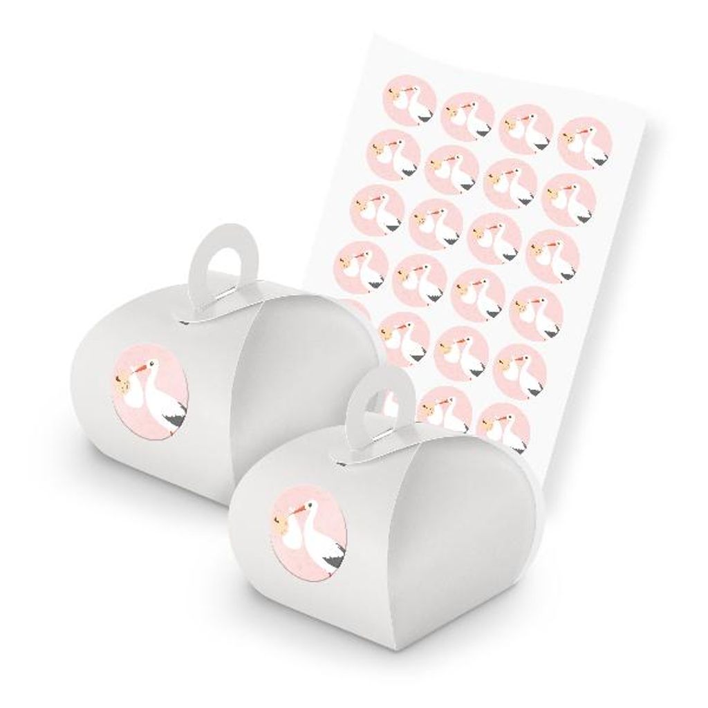 itenga SET 24x Geschenkschachtel mit Griff weiß + Stickerbogen (Motiv 139)