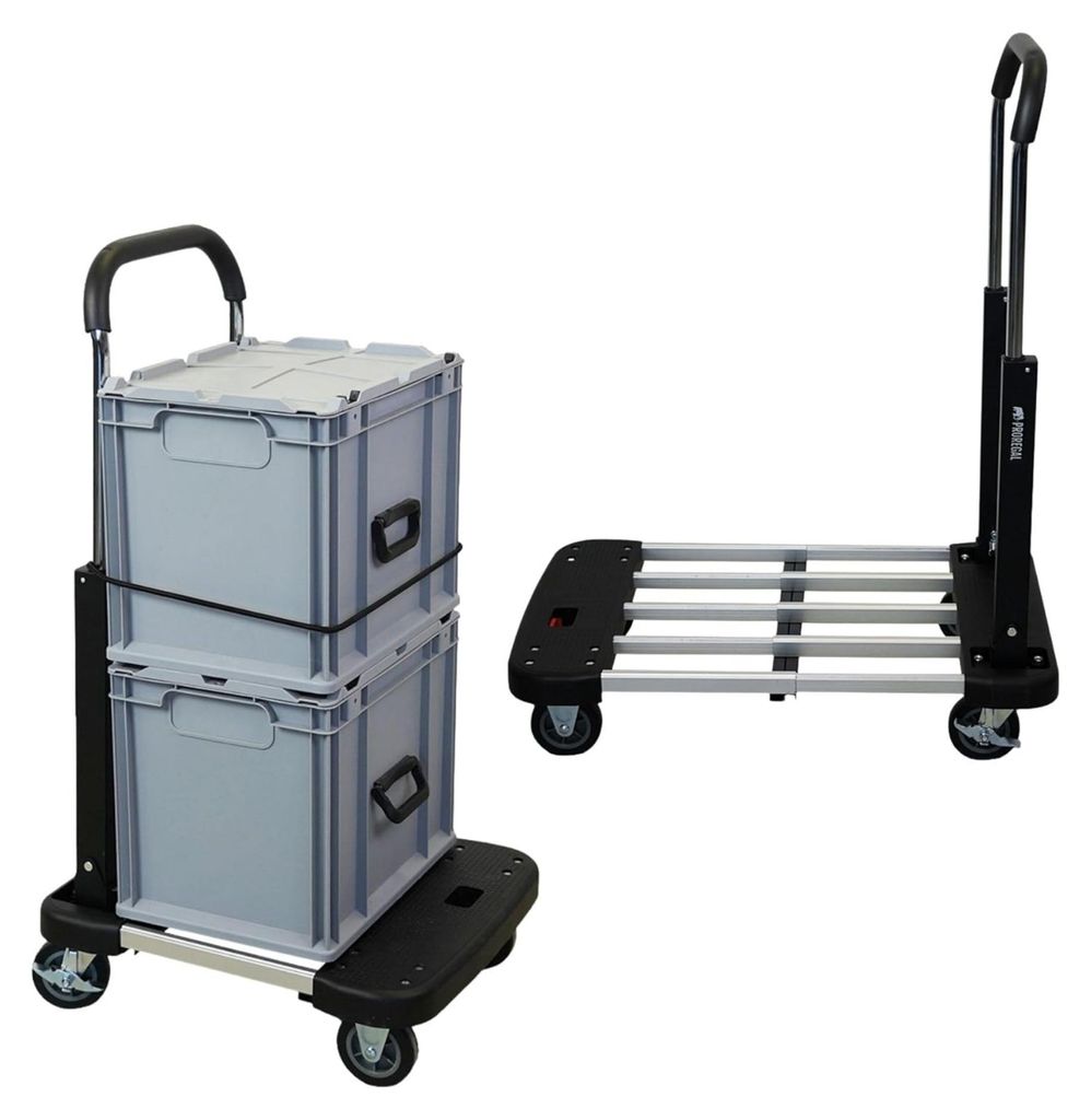 Klappbarer Profi-Transportwagen TAURUS 150 | HxBxT 97x53-76x46cm | Traglast 150kg | Höhenverstellbarer Griff | Transporthilfe Klappwagen