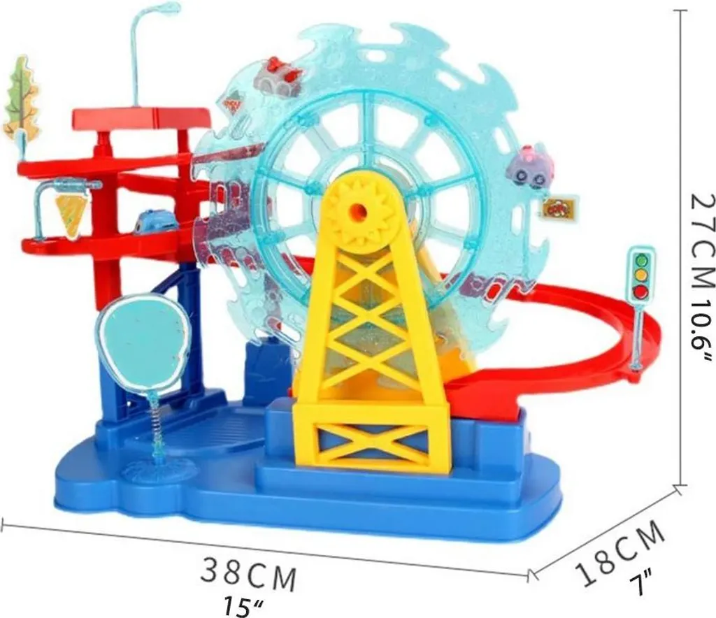 Grande roue électrique et circuit toboggan voiture avec sons et lumières