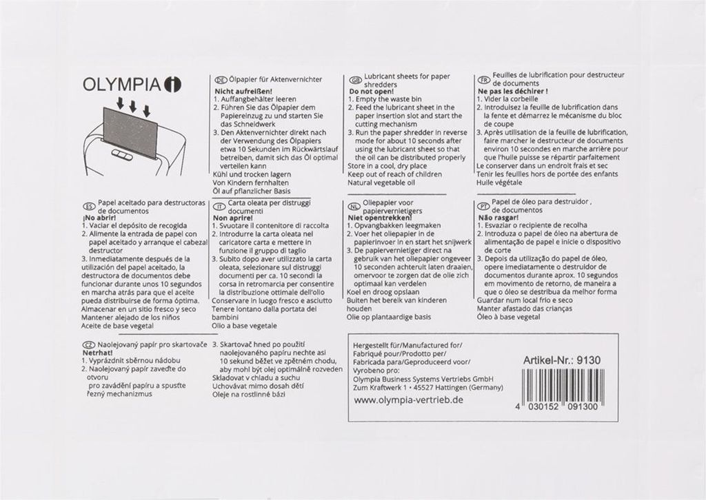 Olympia Ölpapier 12 Blatt Produktbild 