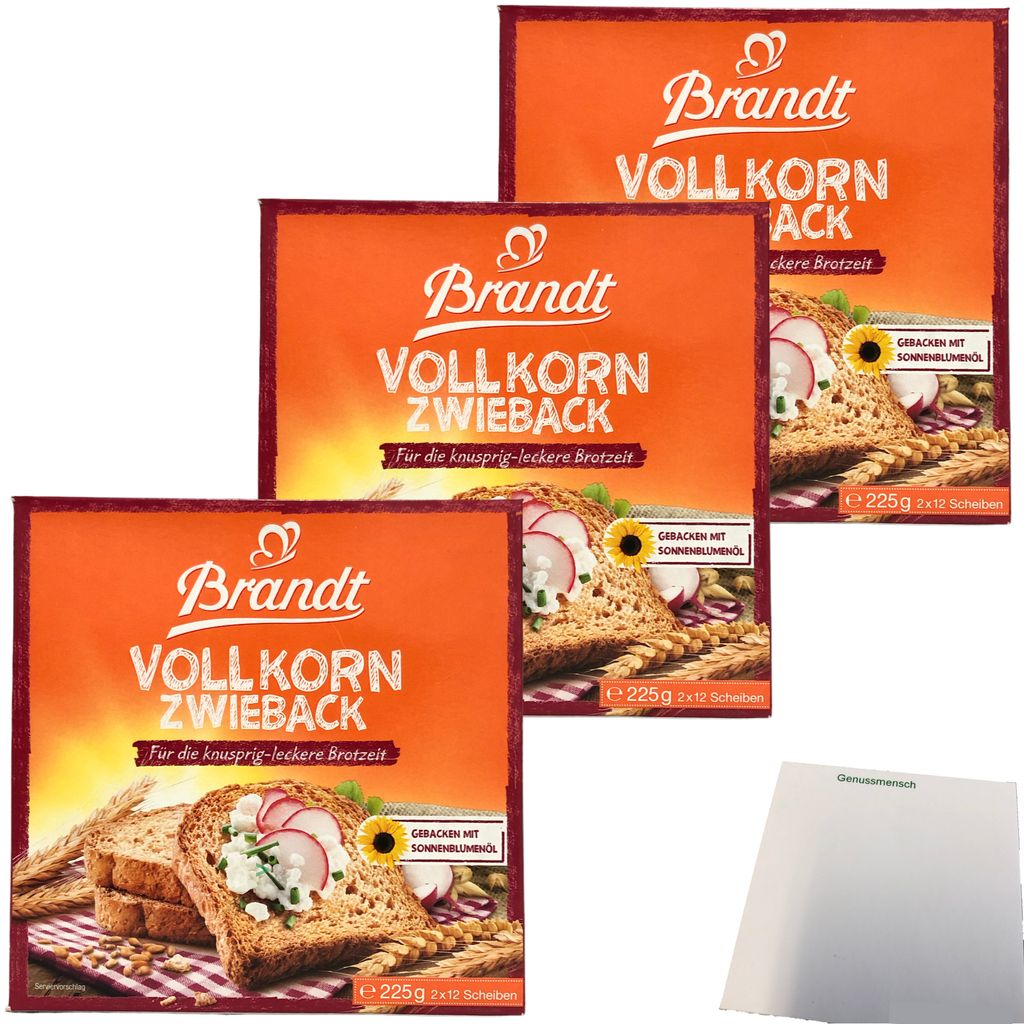 Brandt Vollkorn Zwieback knuspriger Genuss 3er Pack (3x225g Produktbild 