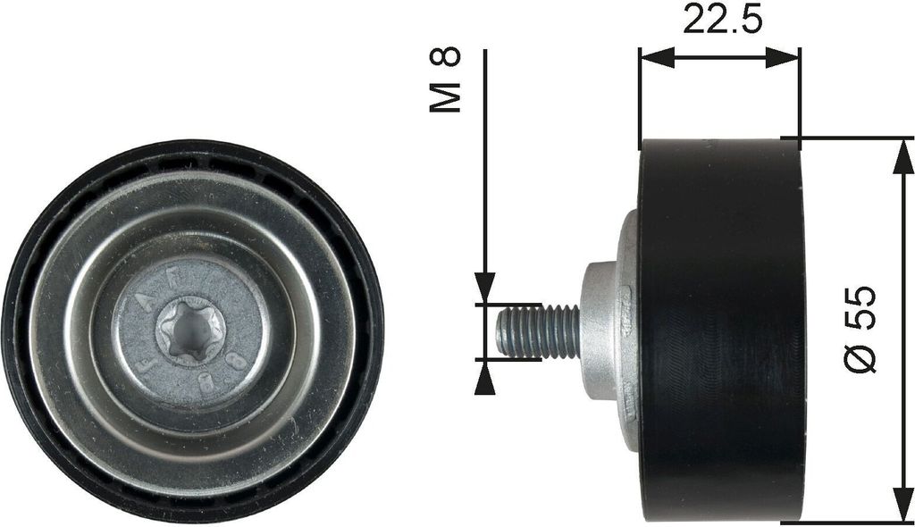 GATES T36767 Umlenk-/Führungsrolle, Keilrippenriemen OE 11287823380 kompatibel mit Verso, RAV 4, Avensis, Mini Roadster, Paceman, Mini, Countryman...