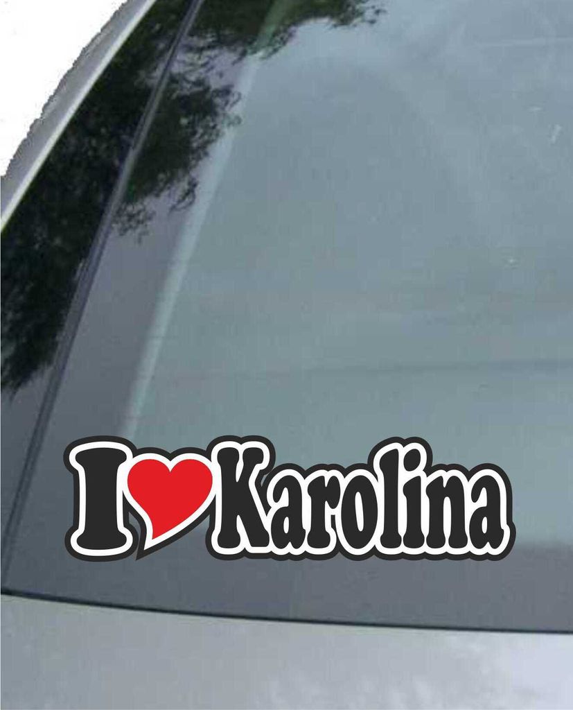 INDIGOS UG - Aufkleber / Autoaufkleber - I Love Heart - Ich liebe mit Herz 15 cm - I LOVE Karolina - Auto LKW Truck - Sticker mit Namen vom Mann Fr...