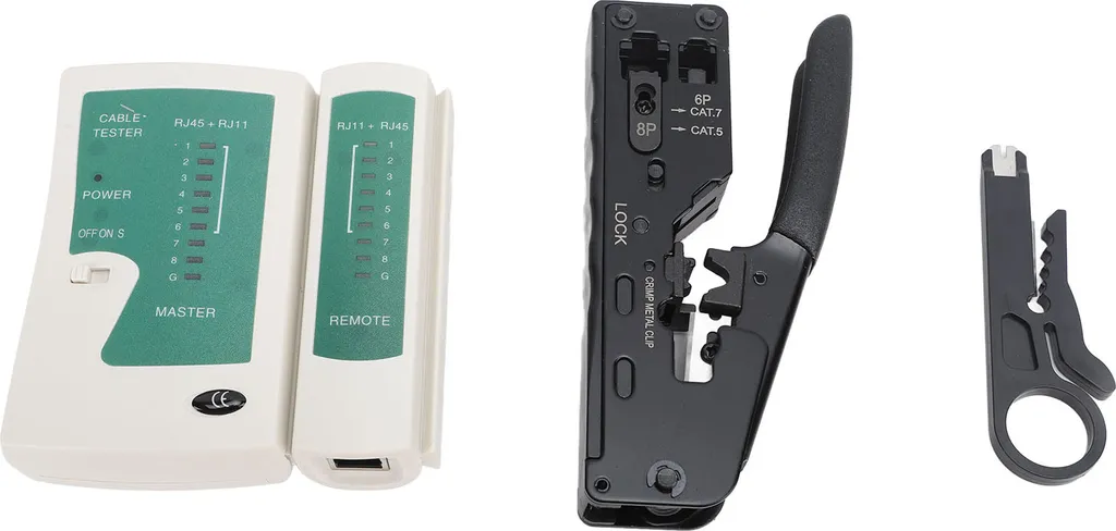 Sertissage RJ45 Ethernet Cat6 : pack outil complet avec testeur réseau