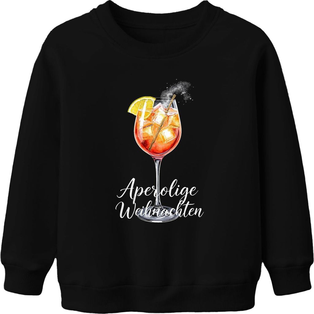 Aperolige Weihnachten Aperol Spritz Cocktail Glas Geschenk Party Uni Kinder Sweatshirt Pullover, Schwarz, 152