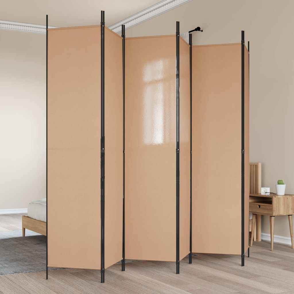 Möbel 6-teiliger Raumtrenner Beige 300 x 220 cm StoffParavents - Paravents c7727