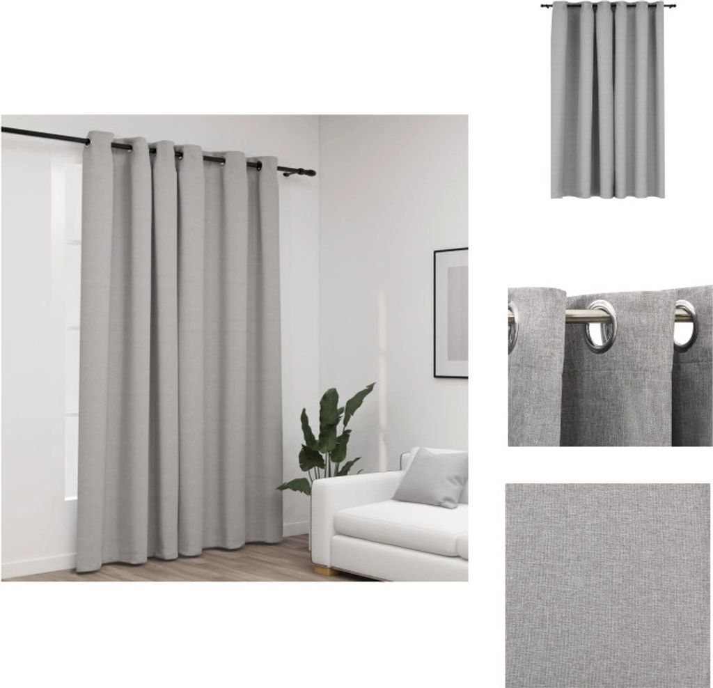 vidaXL Verdunkelungsvorhang mit Ösen Leinenoptik Grau 290x245 cm - Vorhänge & Gardinen