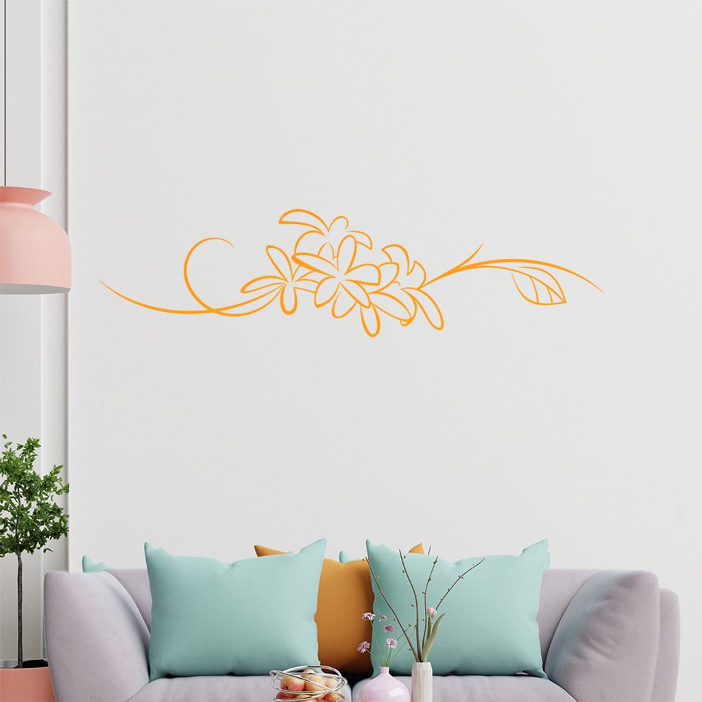 Blumen - Linien Wandtattoo in 6 Größen - Wandaufkleber Wall Sticker - Dekoration, Küche, Wohnzimmer, Schlafzimmer, Badezimmer