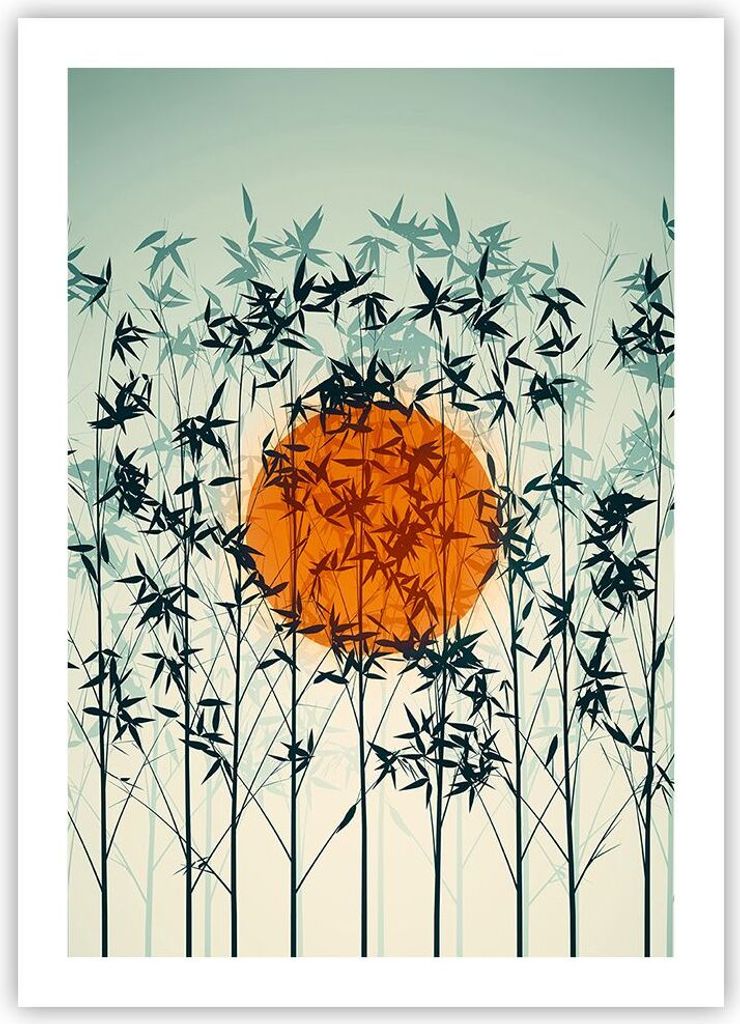 Poster - Poster ohne Rahmen - Westen Sonne Gras - 50x70 cm - Wand Bild - Wanddeko - Wandbilder - Kunstposter - Wandposter - Bilder - Kunstdruck - W...