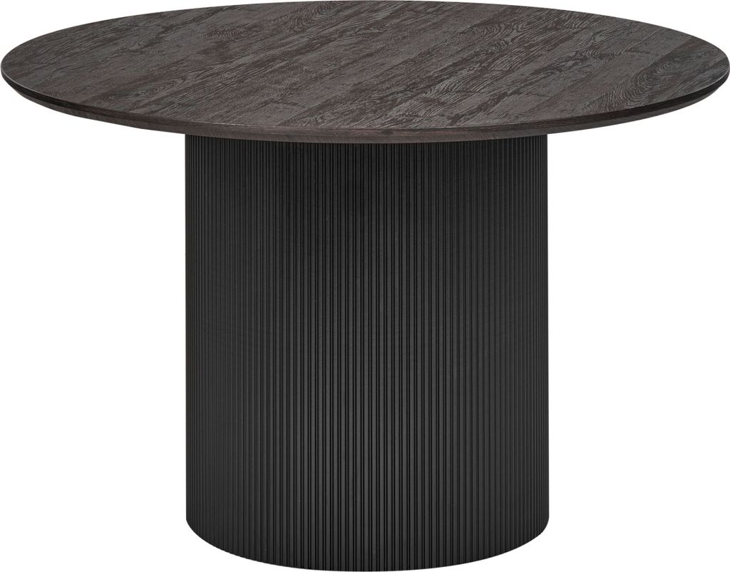 BELIANI Esstisch Schwarz Rund 120 cm MDF Tischplatte Holzoptik Säulenfuß Säulentisch Minimalistischer Stil Modernes Design Esszimmermöbel