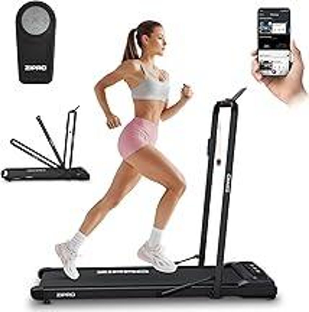 ZIPRO Newlite Laufband Klappbar, Walking Pad, Zwei Trainingsmodi, Faltbares FlatFold Design, Geschwindigkeit 1-10 km/h, Hohe Stabilität bis 110 kg...