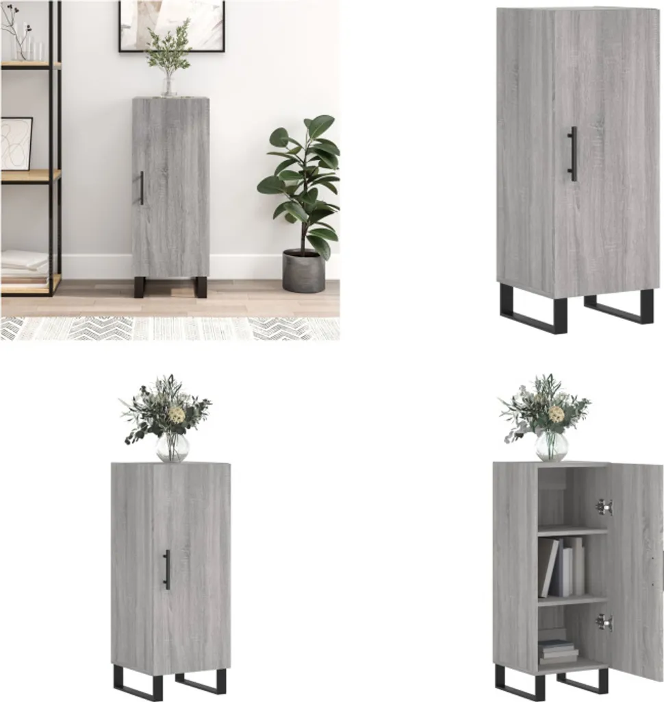 vidaXL Mobiletto Ufficio Grigio Sonoma 34,5x34x90 cm | Organizer Documenti