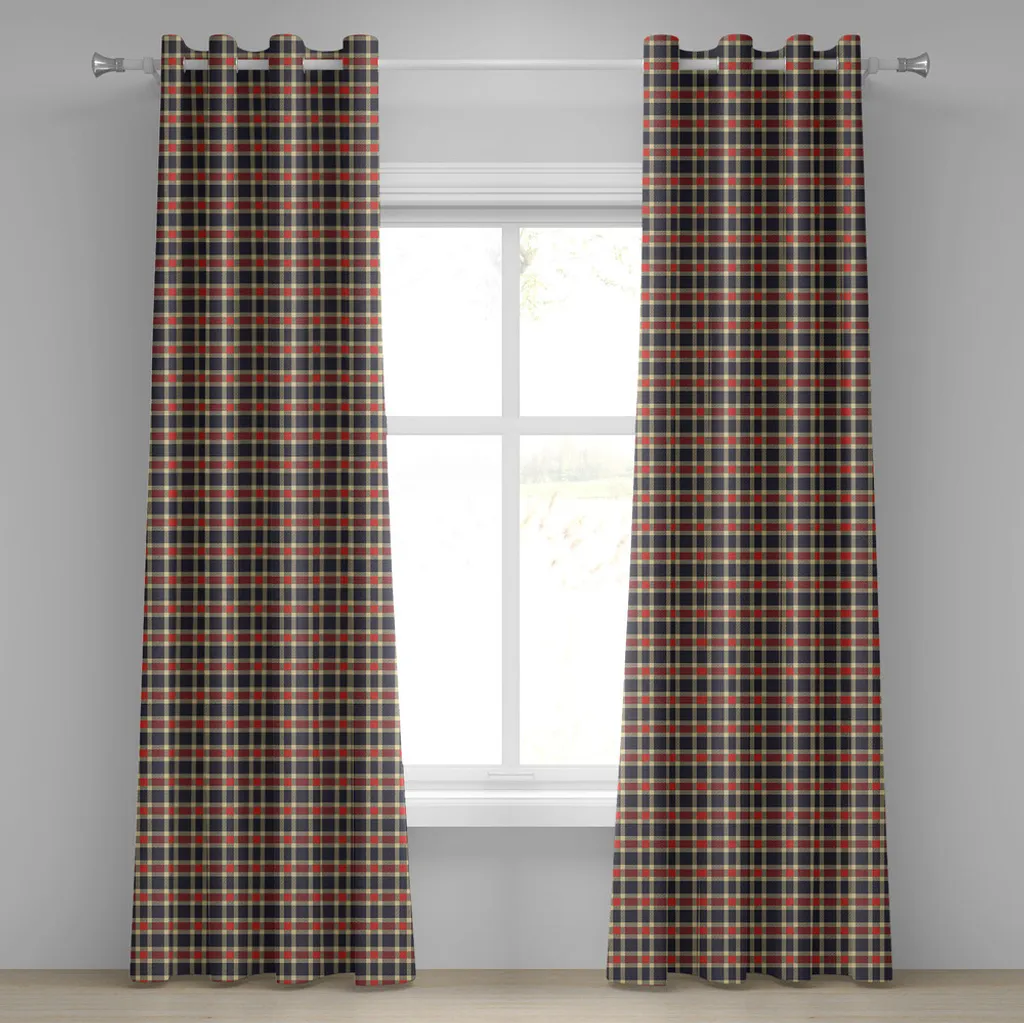 ABAKUHAUS Rideaux à œillets motif Tartan Écossais Bleu 280 x 245 cm