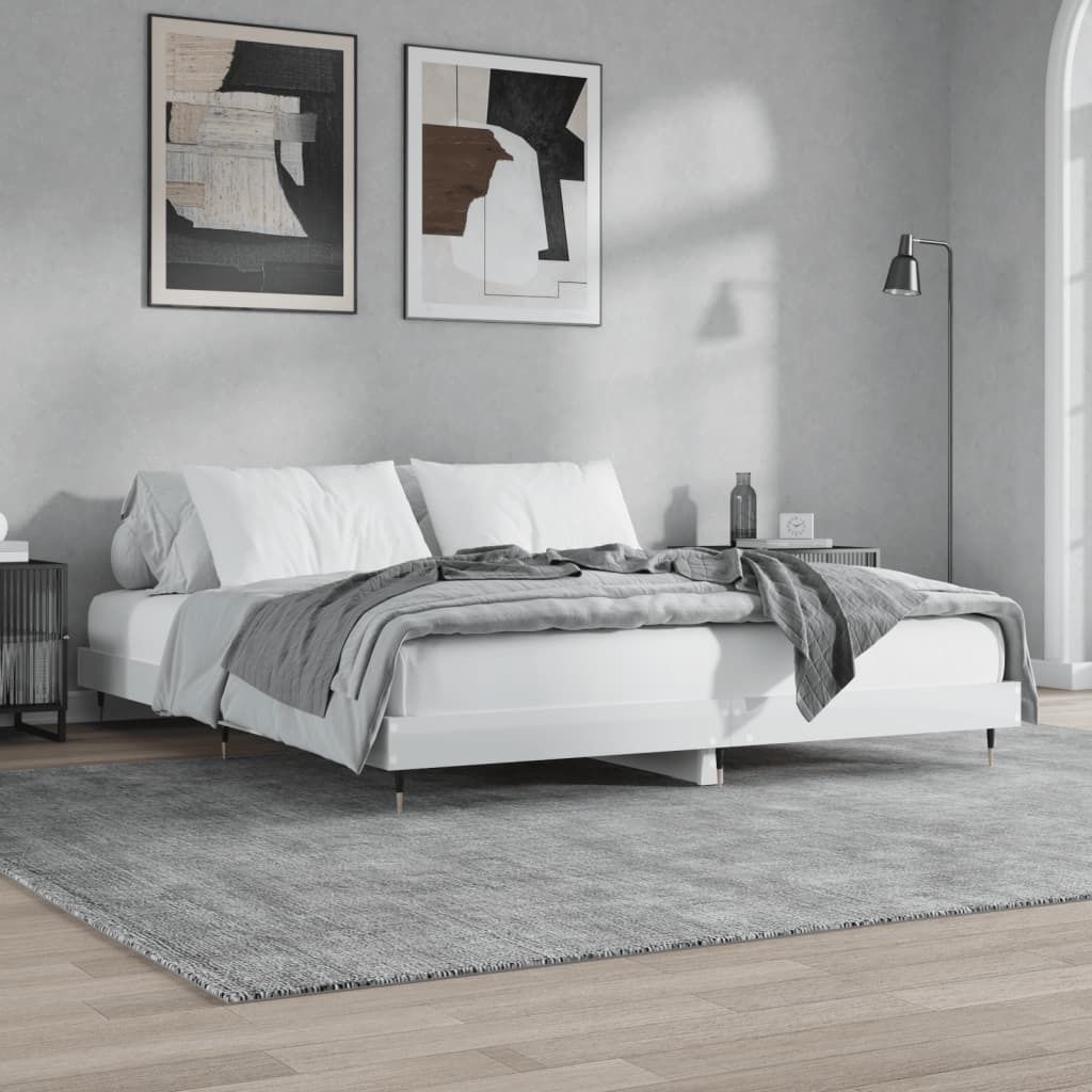 Bettgestell Hochglanz-Weiß 140x200 cm Holzwerkstoff , Klassische Betten Design 2024
