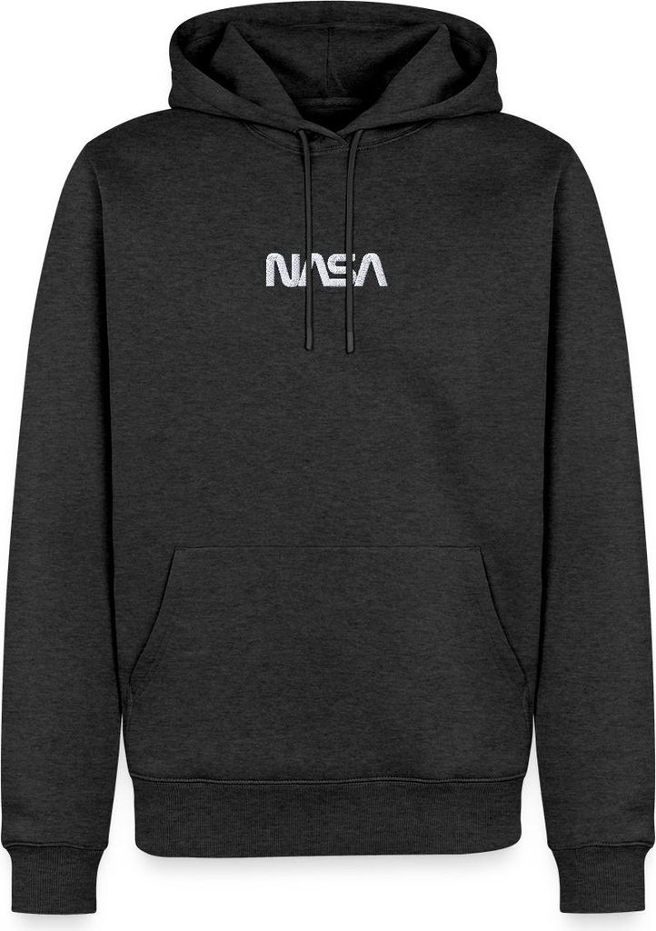 Spreadshirt Nasa Logo Weiß Stick Herren Premium Hoodie, XL, Anthrazit meliert