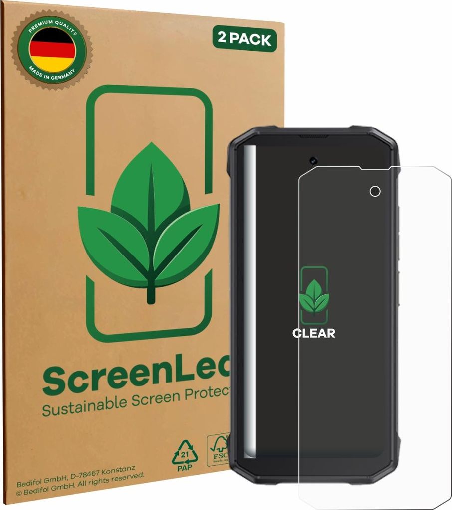 2x ScreenLeaf Schutzfolie für Cubot King Kong Mini 4 nachhaltiger Displayschutz Display Schutz Folie Klar Transparent