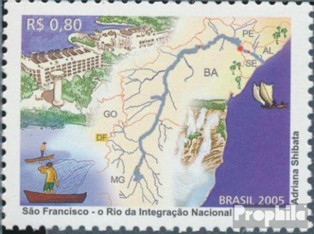 Briefmarken Brasilien 2005 Mi 3424 (kompl.Ausg.) postfrisch Rio Sao Fluss der nationalen Einheit